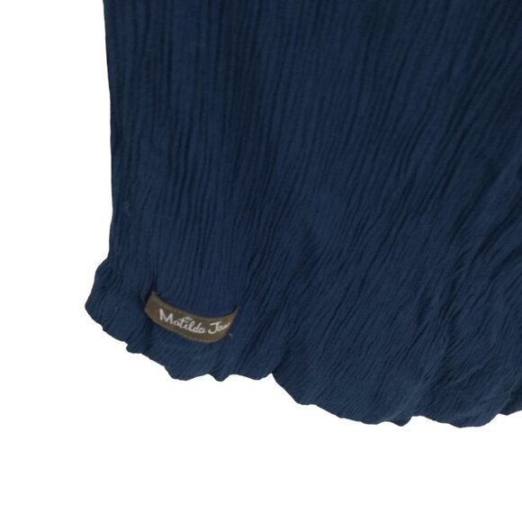 Matilda Jane Try Something New Wide Leg Crepe Crinkle Pants Size M Pull On Blue - Picture 13 of 13